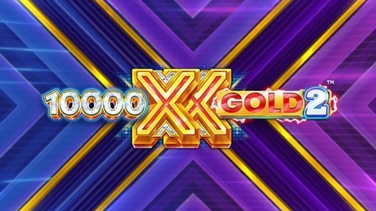 Interface do jogo 10,000 X Gold 2 com destaque para os multiplicadores e prêmios